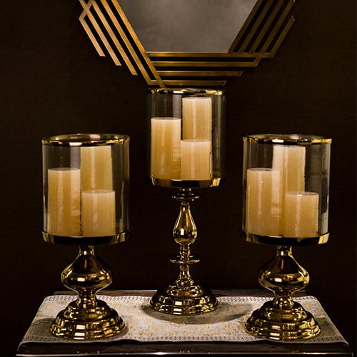 Classical Style Glass Taper-Pillar Candlesticks
